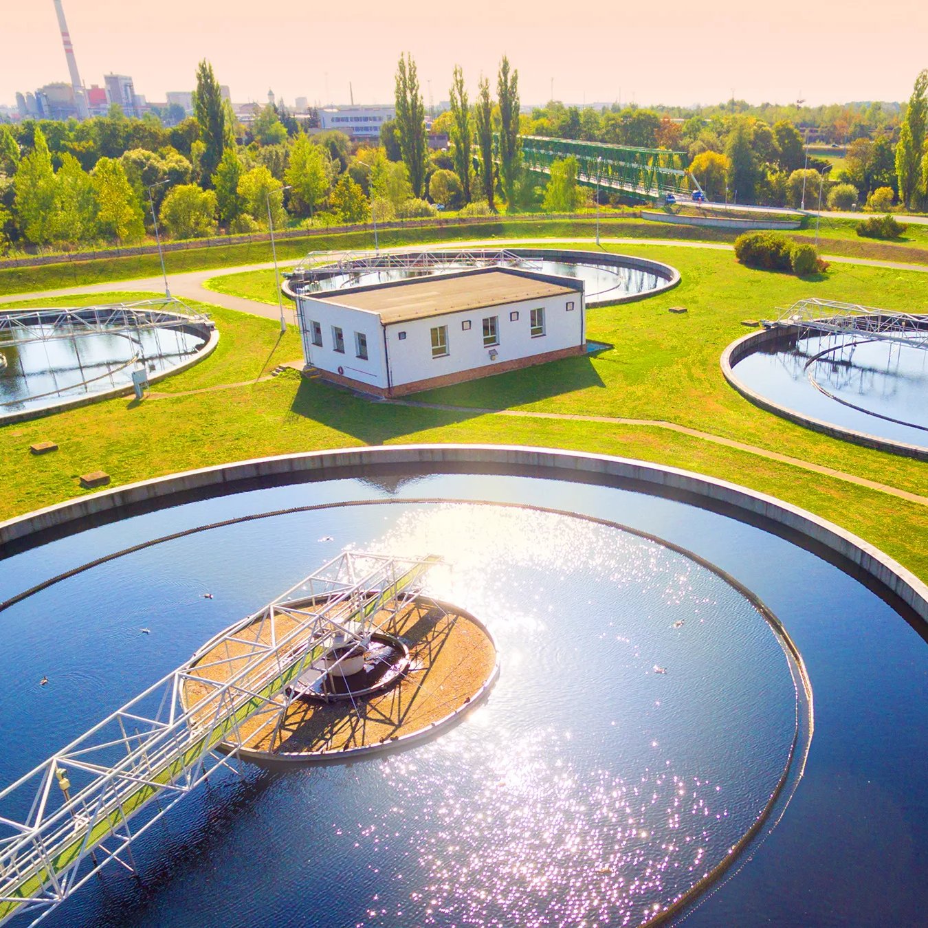 Industrial water filtration plant equipment setup