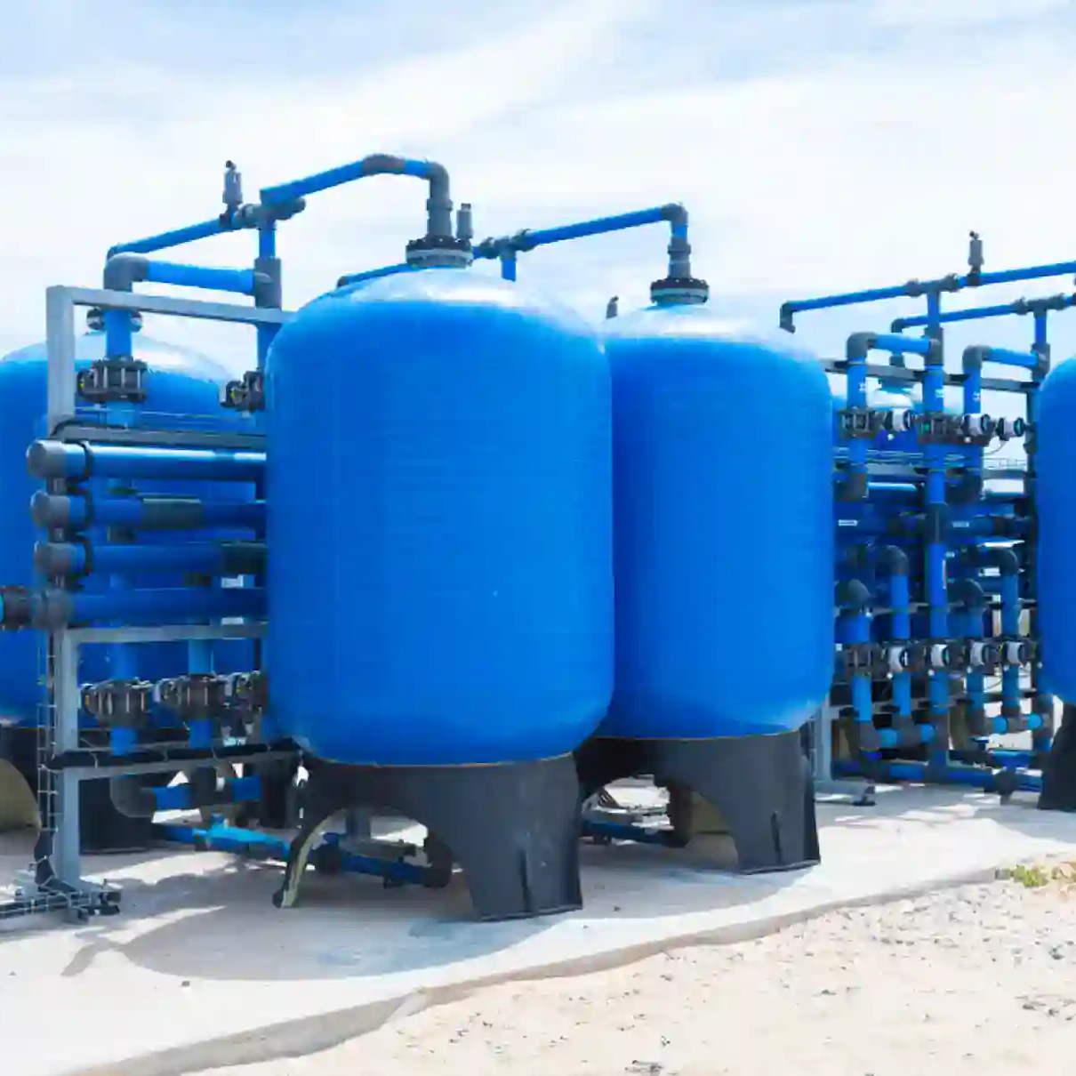 Industrial RO plant control panel and pumps